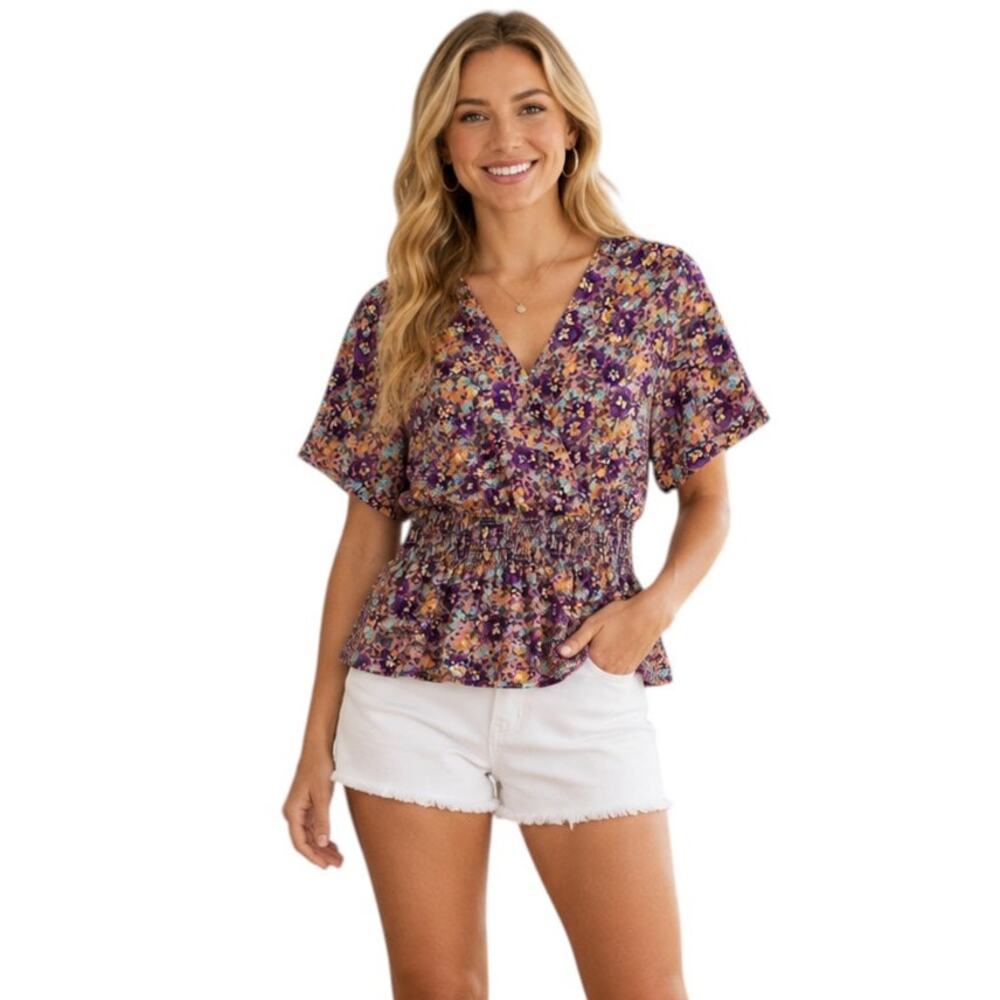Shein Floral Overlap Top, 2XL